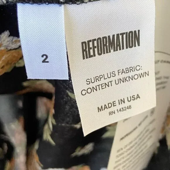 Reformation Charlie Mini Black Dress Floral Size 2 - Picture 8 of 9